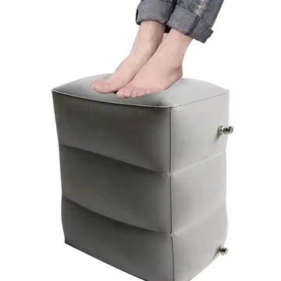 PVC Flocking Height Adjustable Inflated Footrest Cushion Office Home Airplane Footrest