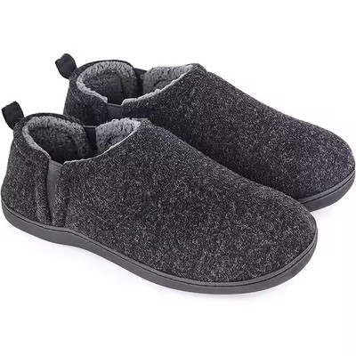 Best Seller Cozy Knitted Fabric Winter Shoes for Men, Sherpa House Slippers with Dual Side Elastic G