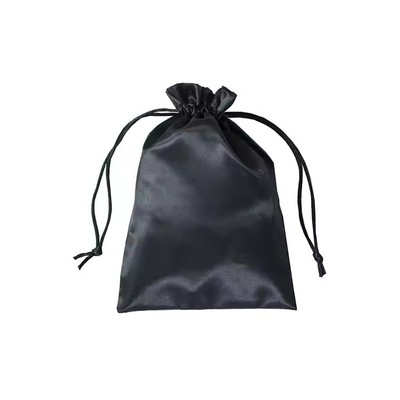 Custom Luxury Black Thick Silk Satin Travel Carry Bag Satin Small Drawstring Bag Drawstring Bags for