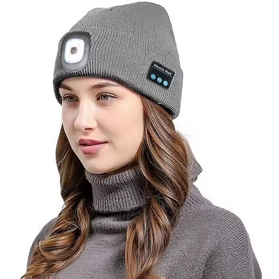 Unisex Wireless Blue Tooth LED Beanie Hat for Women, Led Blue Tooth Beanie with Headphones and Built